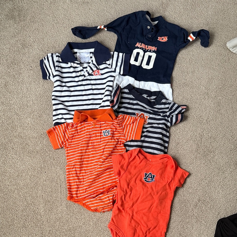 Collection of Auburn University Baby Clothes (sizes 0-3 to 12m)